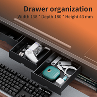 1100 Zwarte Computer Monitor Standaard Met Lade, Usb 3.0, Datakabel Opladen, Desktop Schoonmaak Master