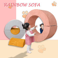 Canapé modulaire arc-en-ciel pour enfants, confortable, en mousse pelucheuse durable, avec blocs de construction, moderne et écologique pour l'école