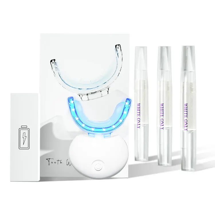 Bolígrafos de Gel de peróxido blanqueador Led a prueba de agua con logotipo privado, Kit de blanqueamiento de dientes ligeros, Kit de blanqueamiento dental casero con luz Led