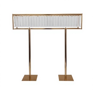 Support à fleurs en verre doré brillant de luxe LEDA, décoration de fête avec perles acryliques, centre de table de mariage, événements - Product Image 1