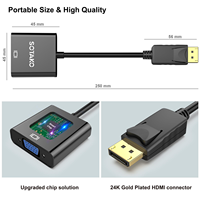 Adaptor DP ke VGA, Kabel Konverter DP Male ke VGA Female 0.2M 1080P untuk Monitor, Proyektor, Komputer, Laptop, HDTV, PVC OEM