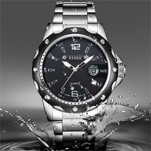 Custom il tuo Logo BIDEN 0012 orologi da uomo Business al quarzo calendario settimana orologio da polso mani luminose orologi impermeabili - Product Image 5