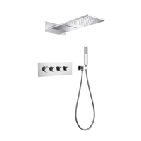 Kit de Douche Thermostatique Chromé 2026 en Promotion - Ensemble de Salle de Bain Soudé de Haute Qualité à 3 Fonctions avec Douchette Cascade et Douchette à Main