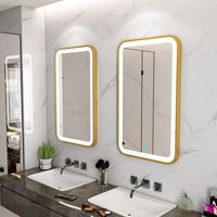 Miroir de salle de bain mural de style nordique carré avec éclairage LED, anti-buée, design minimaliste, verre, alliage d'aluminium