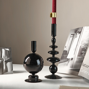 Decorazioni Creative ornamenti portacandele in vetro moderno Retro Home soggiorno tavolo in vetro nero a lume di candela romantico - Product Image 6