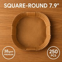 250 pièces de doublures en papier sulfurisé marron carrées pour friteuse à air, 7,9 pouces, non blanchies, antiadhésives, imperméables, vente en gros en vrac direct usine