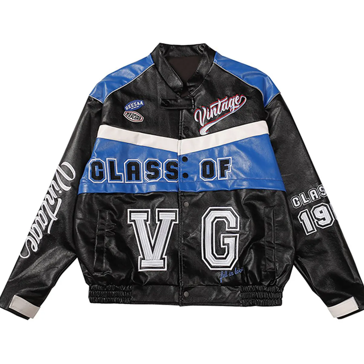 Giacche da corsa per moto Patchwork con Logo personalizzato ricamo patch in Silicone giacca Varsity in pelle da uomo