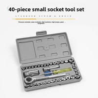 Ensemble d'outils de quincaillerie 40 pièces, boîte à outils combinée avec clé à cliquet pour moto, composants en métal et plastique, vente en gros