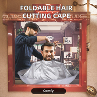 Cape de coiffeur pliable en polyester confortable pour salon de coiffure, cape de coupe de cheveux, couverture pour rasoir, protecteur de coupe de cheveux