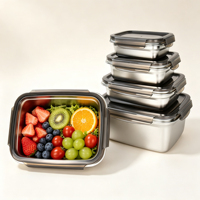 Ensemble de 3 boîtes à lunch Bento de 350 ml, 550 ml et 850 ml en acier inoxydable 304, hermétiques, avec couvercles en PP