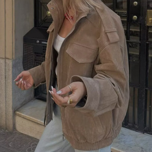 Veste en cuir suédé français pour femmes européennes et américaines Manteau d'automne et d'hiver - Product Image 4