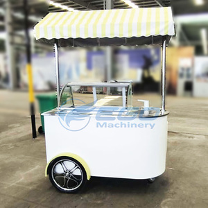 Customized Logo Commercial Snack Fruit Beige <b>Canopy</b> Food Truck Trolley Mobile Commercial Street Vending Cart Ice Cream Cart - Product Image 2
