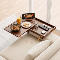 Plateau de canapé coulissant en bambou avec support pour téléphone pour manger et prendre des collations sur le canapé du salon - Vente en gros