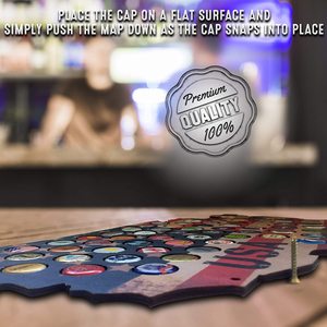 Decorazione Murale Rustica in Legno con Stelle e Strisce, Porta Tappi di Birra, Mappa degli Stati Uniti, per Collezionisti - Product Image 2