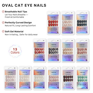 AIERFEI - <span class=keywords><strong>Uñas</strong></span> Postizas de Color Sólido con Diseño de Ojo de Gato, 24 Piezas, Cobertura Total, Reutilizables, Acrílicas, Fáciles de Aplicar, para el Uso Diario de las Mujeres - Product Image 6