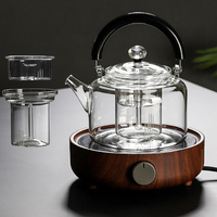 Théière en verre moderne faite à la main en borosilicate, résistante à la chaleur, avec infuseur à thé en vrac, compatible cuisinière, avec poignée colorée, idéale pour les réceptions