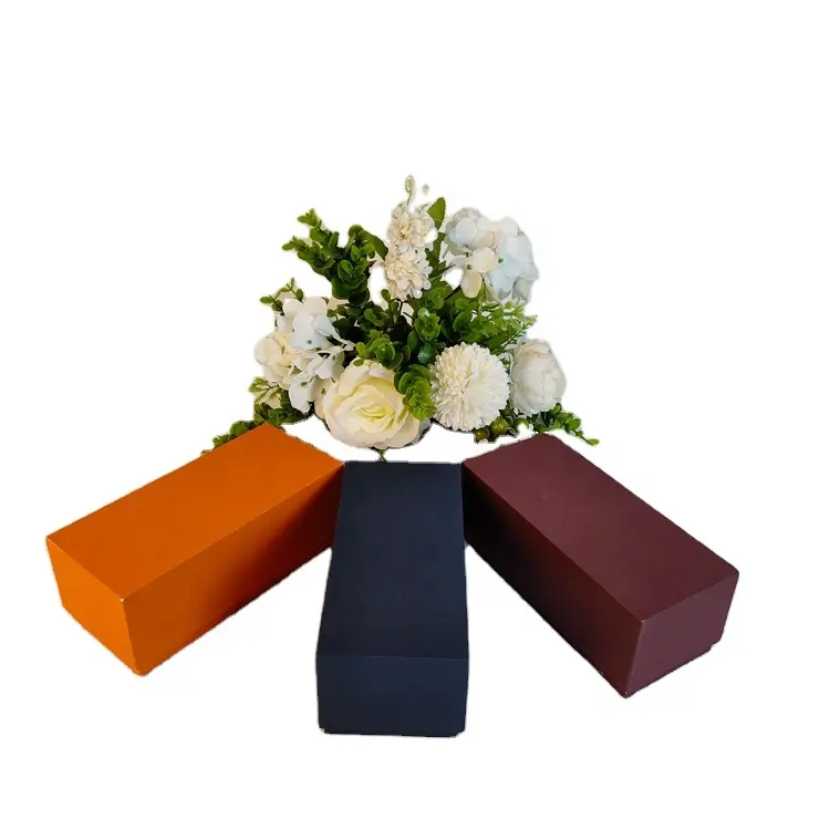 Paket Hadiah Pribadi Mewah Kecil Biru Coklat Oranye Kotak Perhiasan Kertas Kotak Hadiah