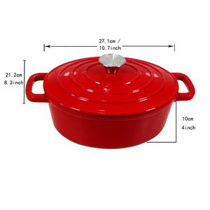 Horno holandés de <span class=keywords><strong>hierro</strong></span> fundido esmaltado negro y rojo 3.4QT con tapa - Product Image 6