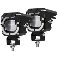 Phare LED Moto Bicolore à Double Lentille, Système d'Éclairage pour Moto et Véhicules Utilitaires