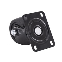 Roulettes industrielles robustes à plateau supérieur pivotant et verrouillable, en plastique PP noir, profil bas, 3 pouces, avec système Zerks