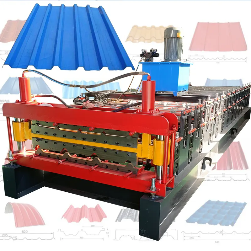 Machine de formage de rouleaux double couche Machine de fabrication de tôle ondulée pour toit Machine de fabrication de tuiles métalliques avec CNC