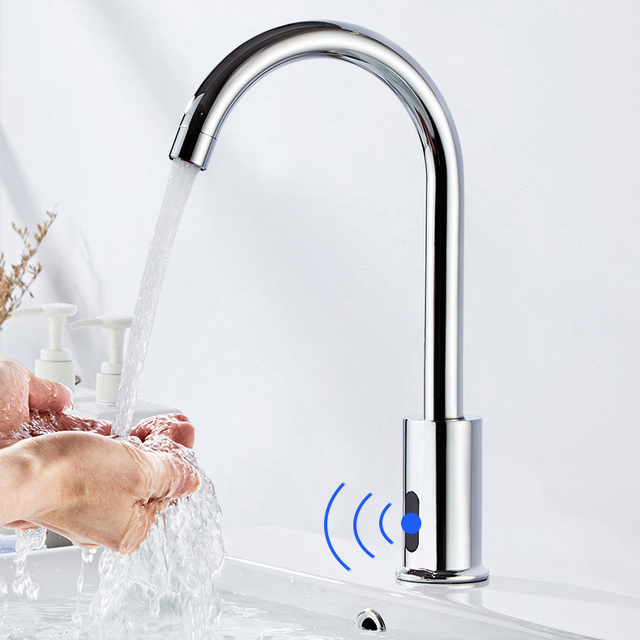 Smart Chrome Brass Touchless Single Handle Cold Water Countertop Manufacturer Motion Sensor Kitchen Faucet