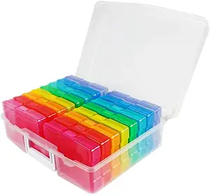 4" x 6" Multi Colored Photo Case Keeper With 16 Inner Photo And Craft Organizer Case Photos Storage Box