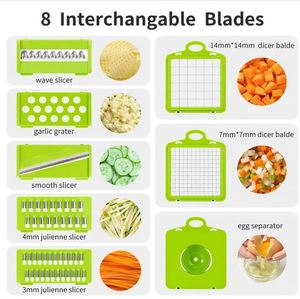 2023 Top Seller Kitchen Accessories 14 in 1 Food Dicer Onion Veggie Chopper Mandoline Slicer Multifunctional <b>Vegetable</b> Cutter - Product Image 2
