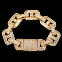 Ensemble de montres Breclete 12mm Collier chaîne cubaine plaqué or glacé moyen Moissanite diamant 18mm laiton Miami chaîne à maillons cubains Zircon
