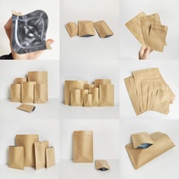 Emballage personnalisé avec logo, sachets plats en papier kraft métallisé à trois côtés scellés, doublés de feuille, avec fermeture éclair, pour échantillons de graines