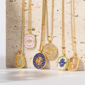 G3082 Groothandel Ovale <span class=keywords><strong>Tarot</strong></span> Kaart Duivel Oog Zodiac Zirkoon Hanger Ketting Voor Vrouwen Mode Sieraden Kettingen - Product Image 2