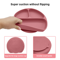 Assiette divisée pour enfants sans Bpa Logo personnalisé Assiette à dîner pour nouveau-né Assiette d'aspiration en silicone de qualité alimentaire pour l'alimentation de bébé