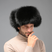 Gorras de bombardero Russiafryer Basketrflaps Aviator Hat Warm Real Fox Fur Winter Carton Fashion 1pcen Trapper Sombreros Cuero Adultos Hombre
