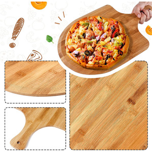 Utensilios <span class=keywords><strong>de</strong></span> Cocina Multifuncionales Premium, Bandeja para Servir, Pala para Pizza <span class=keywords><strong>de</strong></span> Bambú con Mango, para Pizza, Pan y Tabla <span class=keywords><strong>de</strong></span> Charcutería - Product Image 4