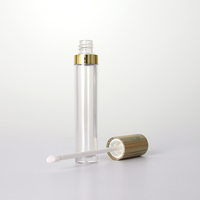 Botol Lip Gloss ramah lingkungan, dengan tabung plastik dan tutup sekrup tutup kayu bambu untuk penyegelan Perawatan Kulit Serum Pembersih Wajah