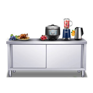 Commerciële roestvrijstalen opbergkast voor fastfood, zwaar uitgevoerde werktafel met schuifdeuren, bar, hotel- en restaurantbenodigdheden - Product Image 5