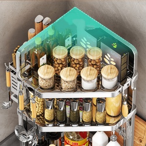 2/3 Layers Standing Type Metal Kitchen Spice Rack Corner Seasoning Storage Rack Spice Jar Organizer para <span class=keywords><strong>Home</strong></span> Acessórios - Product Image 3