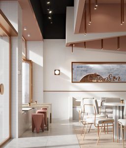 การออกแบบตกแต่งภายในแบบครบวงจรสำหรับร้านกาแฟเบเกอรี่และร้านขนมที่มีการสร้างภาพที่3D การวางแผนพื้นที่และเอกลักษณ์ของแบรนด์ - Product Image 3