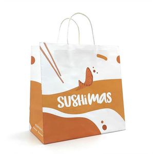 Custom Size OEM Kraft <b>Paper</b> Bag <b>Biodegradable</b> Recyclable Drawstring Handle for Tea Juice Coffee Food Storage Delivery - Product Image 1