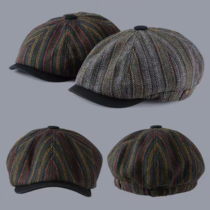 Gorra de vendedor de periódicos a Rayas de estilo británico <span class=keywords><strong>para</strong></span> hombres y mujeres, sombrero de <span class=keywords><strong>pintor</strong></span> nuevo de otoño, sombreros de hiedra apropiados informales Retro japoneses de ala corta - Product Image 4