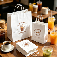 Sacs en papier kraft de luxe écologiques et recyclables personnalisés, pelliculage mat, impression sérigraphique, poignée en ruban, promotion, nourriture, boissons