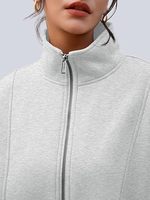 Sudadera con capucha y cuello alto de algodón con cremallera corta de forro polar para mujer, con logo personalizado, estilo oversize