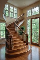 Escalier Courbé Moderne de Style Minimaliste avec Marches en Bois pour Projets Résidentiels et Villas