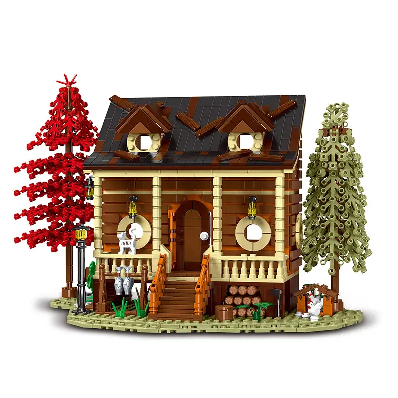 New Xmork A Cabin in the Woods Building Model Brick Block Toy 1645pcs DIY Building Blocks Assembly With Led Light Toy Kids Gift