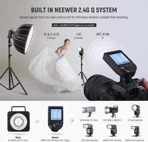 Flash de studio <span class=keywords><strong>NEEWER</strong></span> Q4 400Ws 2.4G TTL, alimenté par batterie 2800mAh, pour photographie en extérieur, lumière de lune, avec sac de transport - Product Image 6