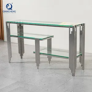 QIANCHENG Glass 2 Layer Display Cabinet Living Room 201 304 Stainless Steel Furniture Modern Showcase Design Tv Stand Cabinet