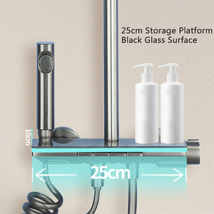 Juego de Ducha con Luz Ambiental Blanca, Latón para Baño, Temperatura <span class=keywords><strong>Constante</strong></span>, Pantalla de Presión, Dispositivo de Ducha con Teclas de Piano - Product Image 2