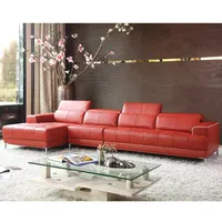 Sofá de couro vermelho com dormir, sofá moderno para sala de estar