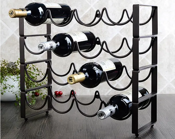 Porte-vin rouge en fil métallique, présentoir à bouteilles de vin empilables pour la décoration de la maison et du salon