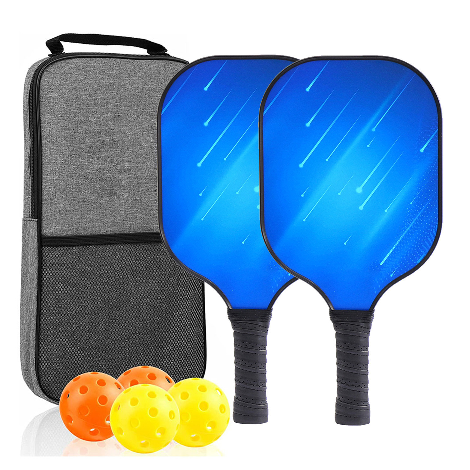 Black Picklerball Set Custom Private Label USAPA Approved Carbon Fiber Paddles